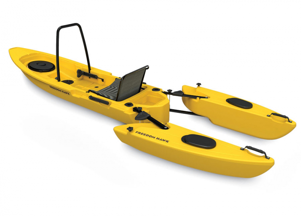 The Freedom Hawk provides a great sturdy platform due to the strong construction and addition of the outriggers towards the back of the vessel.